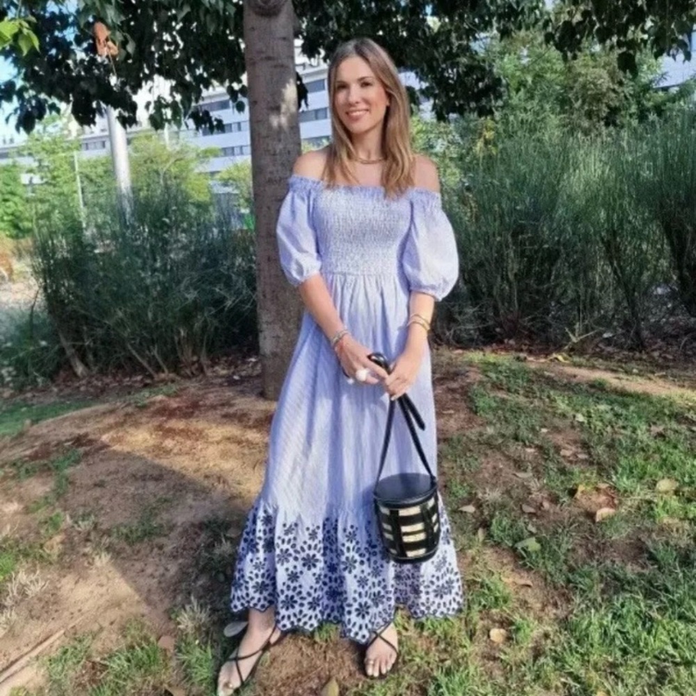 ZARA BLOGGERS’ FAVORITE STRIPED EMBROIDERED EYELET DRESS